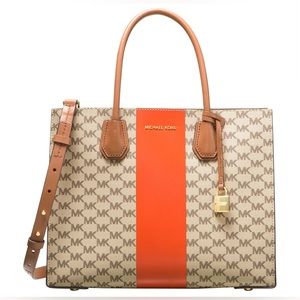 Michael Kors Center Stripe Mercer Large Convertible Tote